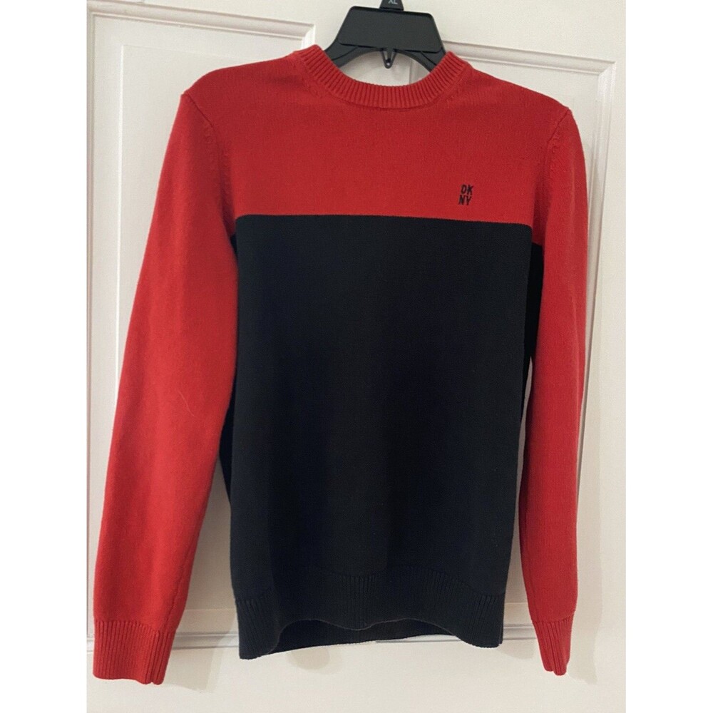 DKNY Logo Knit 90's Y2k Vintage Early 2000s Winter Red Black Crew neck M